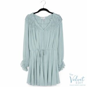 Entro Romantic Blue Boho Dress | Gathered Detail • Waist Tie • Flowy • Size S